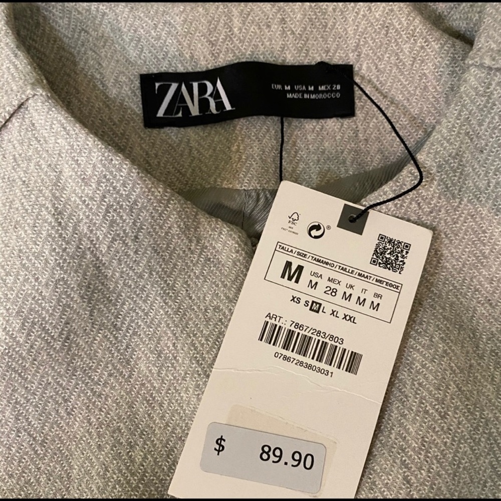 ✨4X HP✨ NWT Zara herringbone gray frock coat - Picture 3 of 4